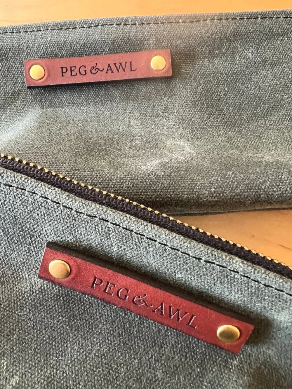 Peg & Awl Scholar Pencil Pouch - Moss and brown leather - Picture 10 of 10